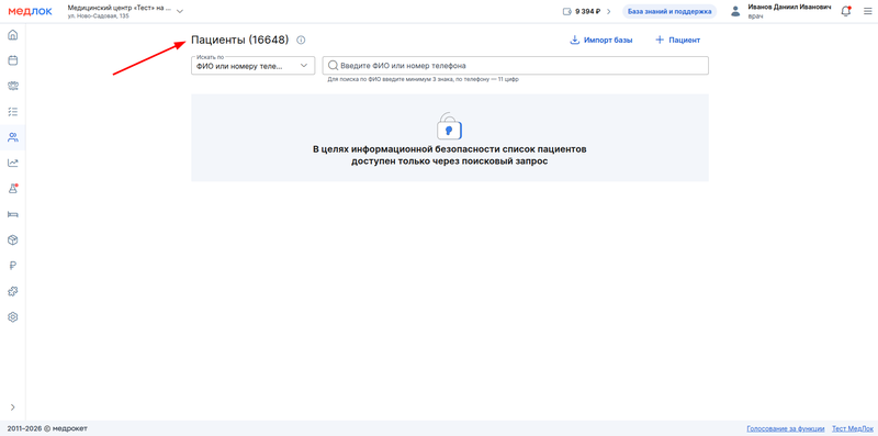 общее число пациентов