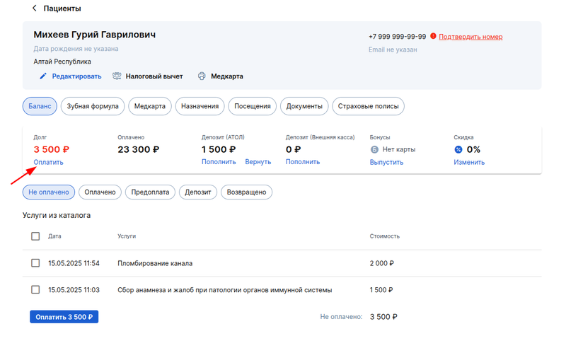 оплатить долг полностью