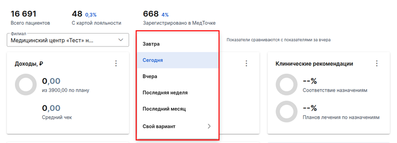 Поиск по фильтру сегодня