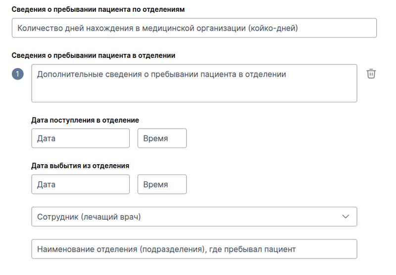 Сведения о пребывании пациента